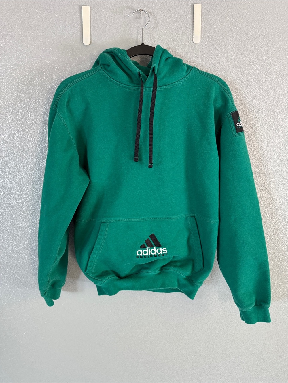 adidas Green Pullover Hoodie with Black Drawcords
